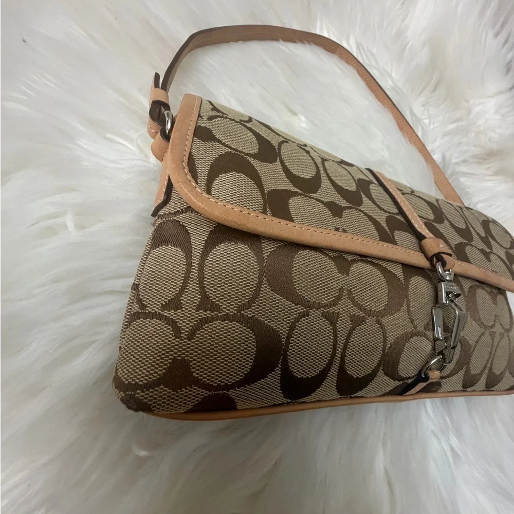 Coach Vintage Tan and Brown Signature Shoulder Bag # 6348